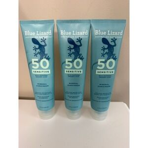 Blue Lizard Mineral Sunscreen Sensitive SPF 50 5oz 3pk Blue NWT